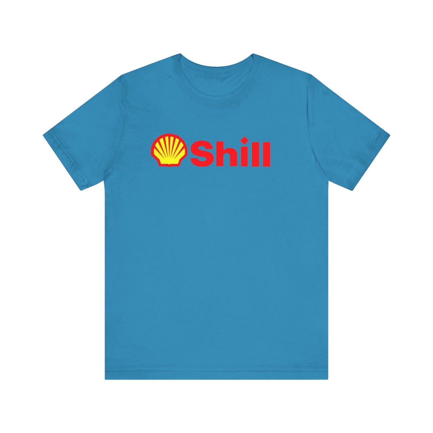 Shill Parodies Famous Brands Unisex Gifts 100% Cotton Humorous T-Shirt Spoof Ware Gas Monopoly Scam Overpriced Electric Cars Premium Gas