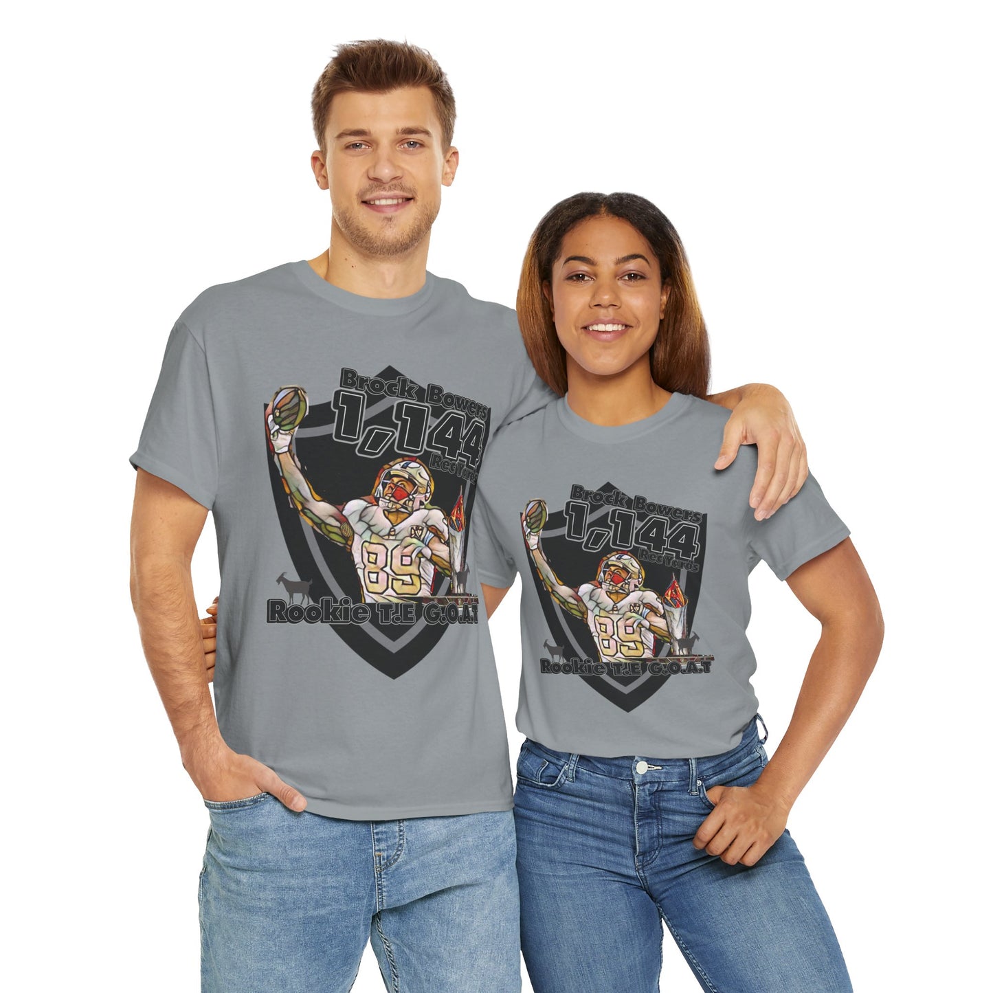 Bowers G.O.A.T Rookie Tight End T-Shirt, silver and black, Football,Tight End, Recieving, Rookie, AFC, GOAT