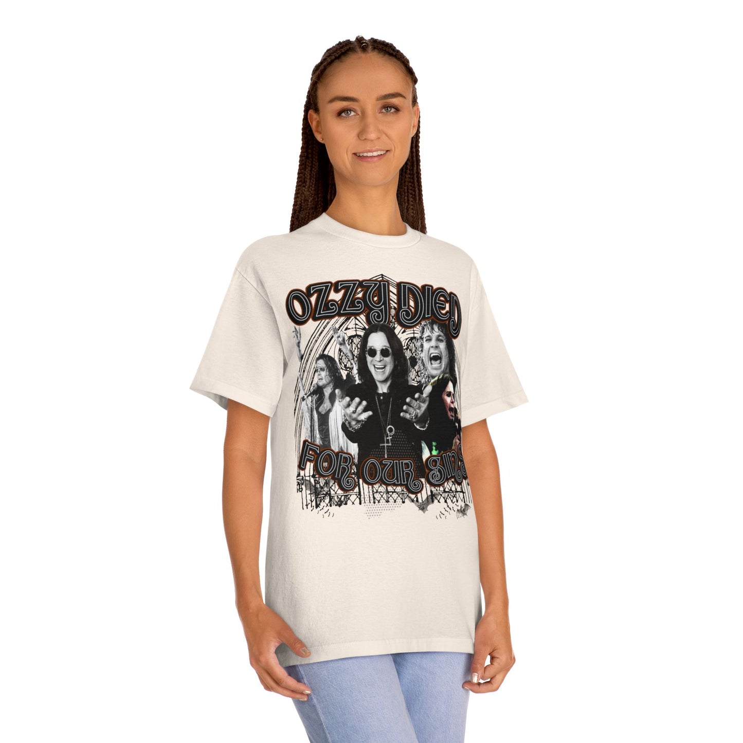 Ozzy Died For Our Sins –White/Cream Heavy Metal Messiah Tee