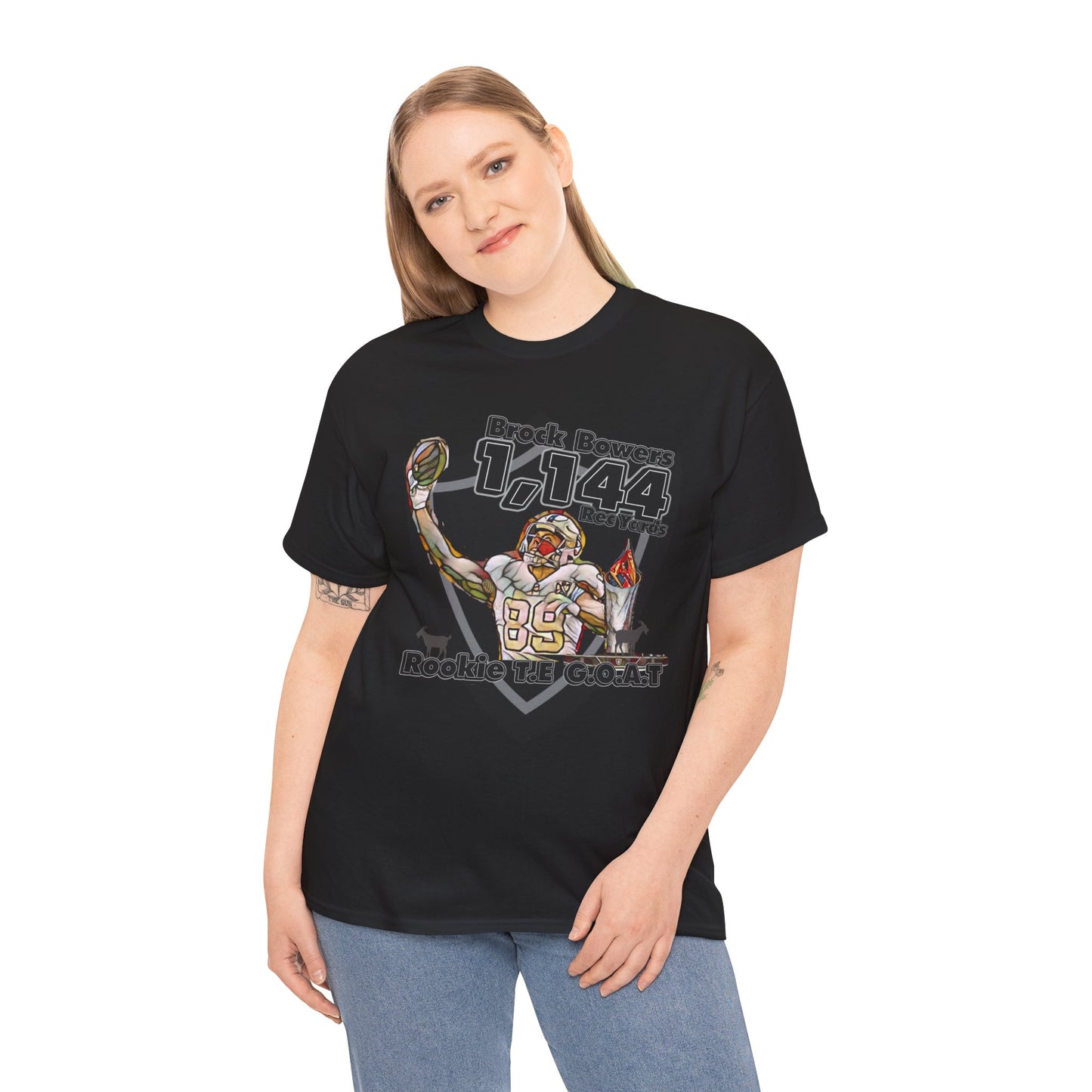 Bowers G.O.A.T Rookie Tight End T-Shirt, silver and black, Football,Tight End, Recieving, Rookie, AFC, GOAT