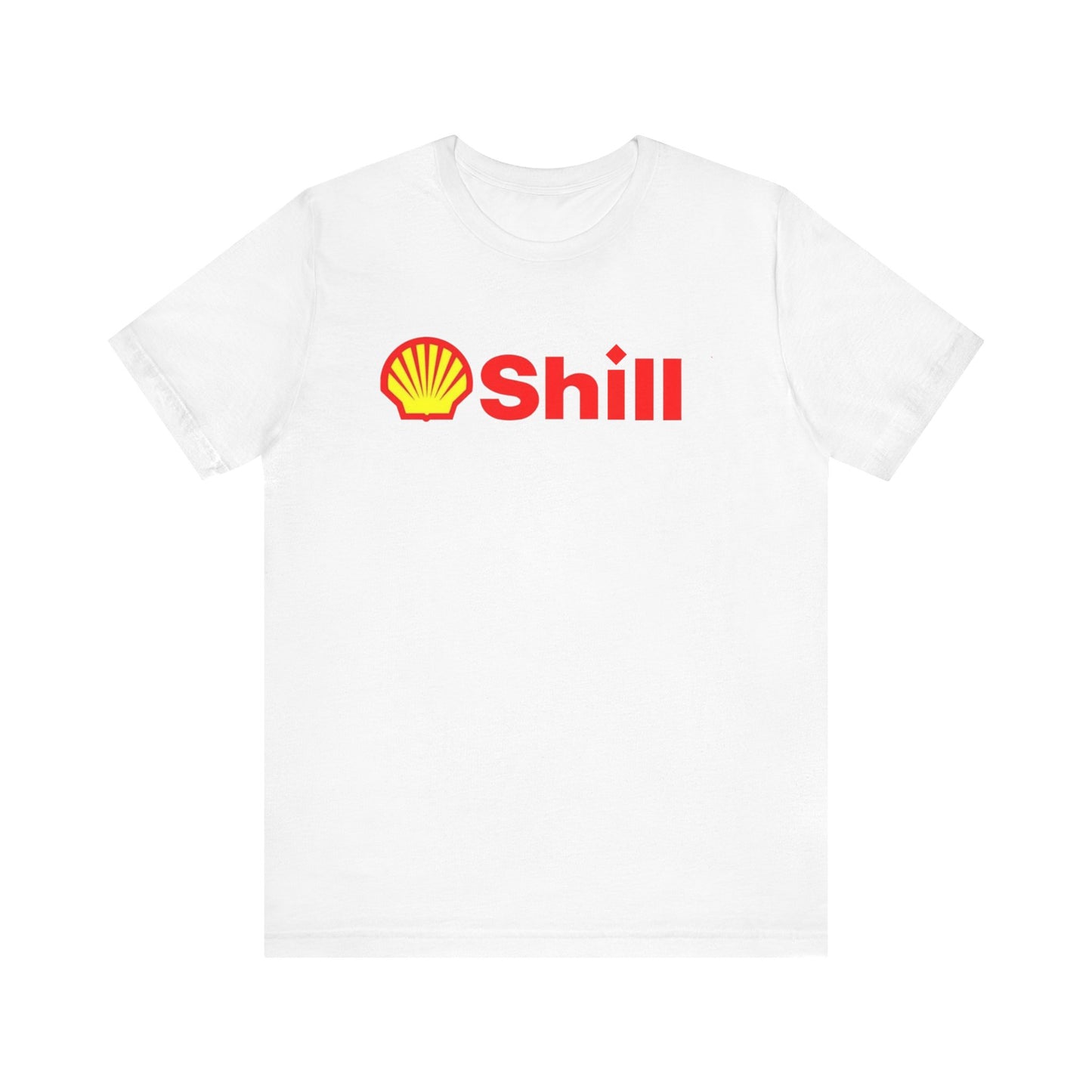 Shill Parodies Famous Brands Unisex Gifts 100% Cotton Humorous T-Shirt Spoof Ware Gas Monopoly Scam Overpriced Electric Cars Premium Gas