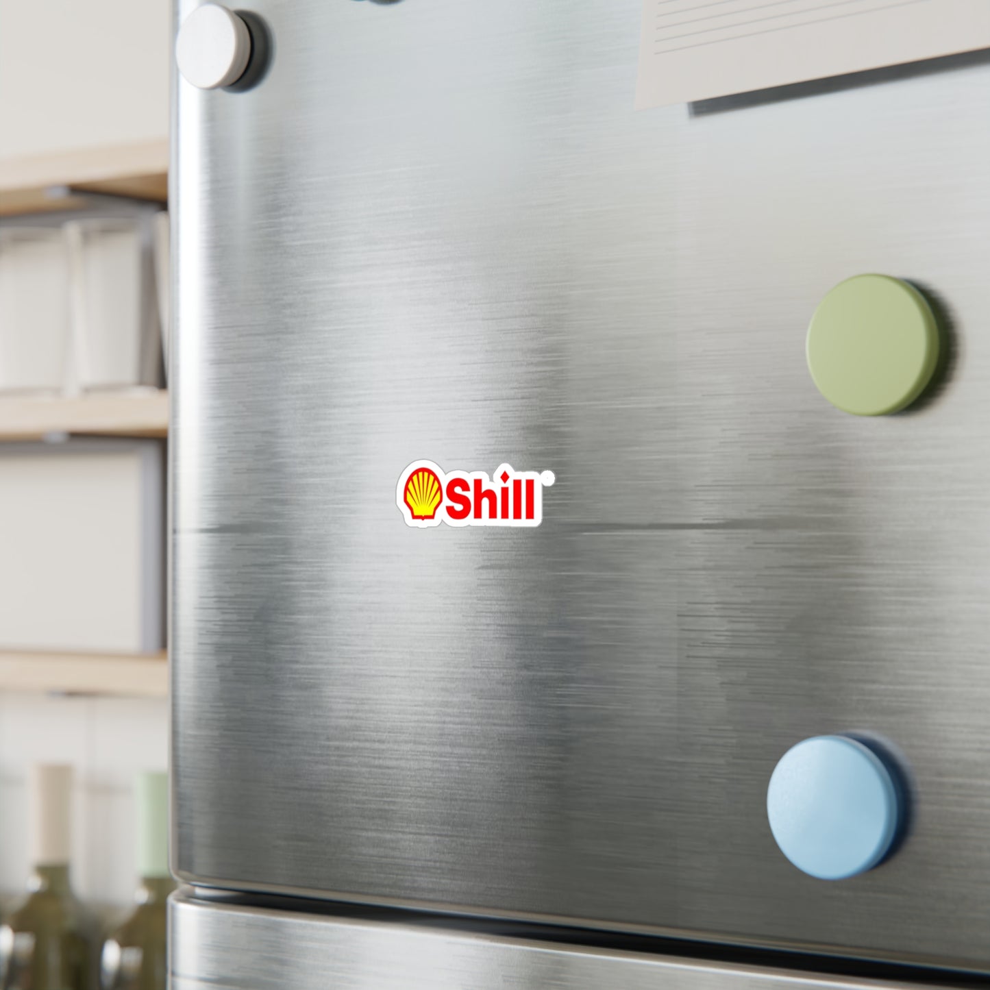 Shill Sticker Funny Gas Station Satire Inspired Designs Kiss-Cut Vinyl Decals Parodies Famous Brands Gifts Spoof Overpriced Gas Monopoly