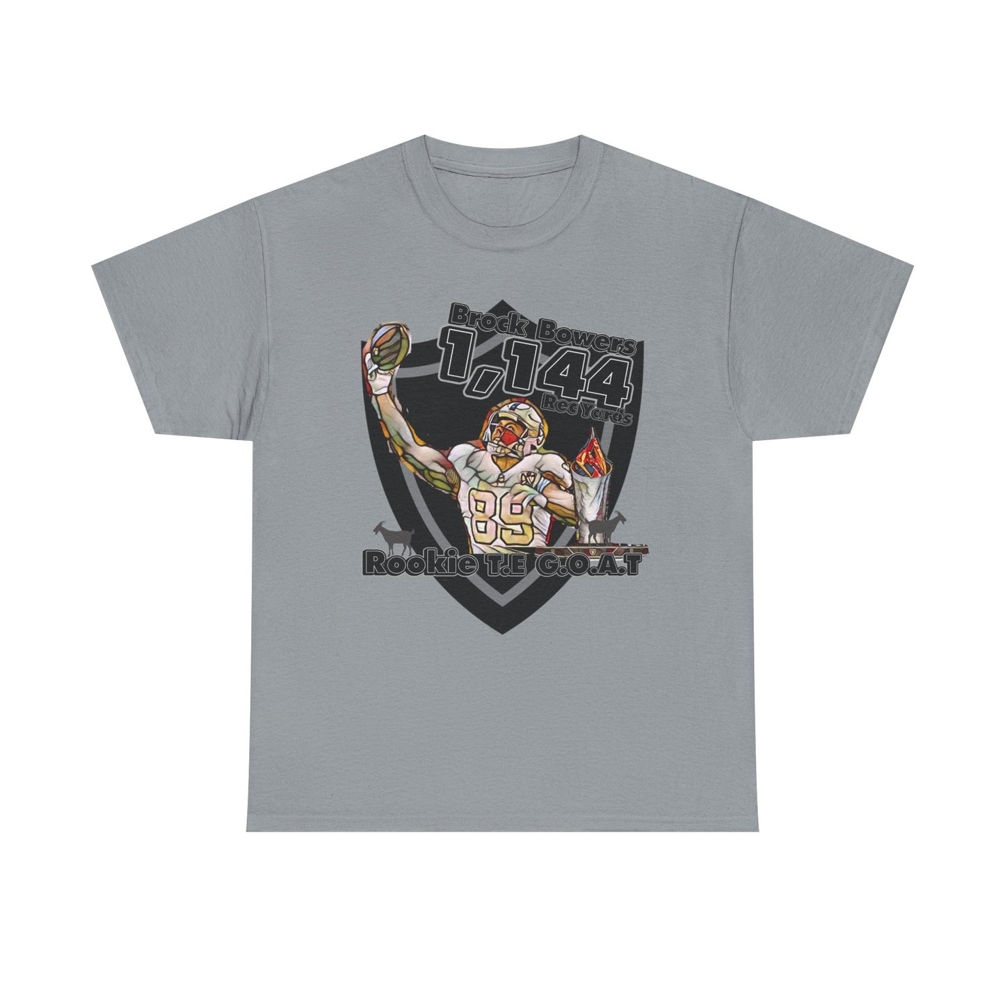 Bowers G.O.A.T Rookie Tight End T-Shirt, silver and black, Football,Tight End, Recieving, Rookie, AFC, GOAT