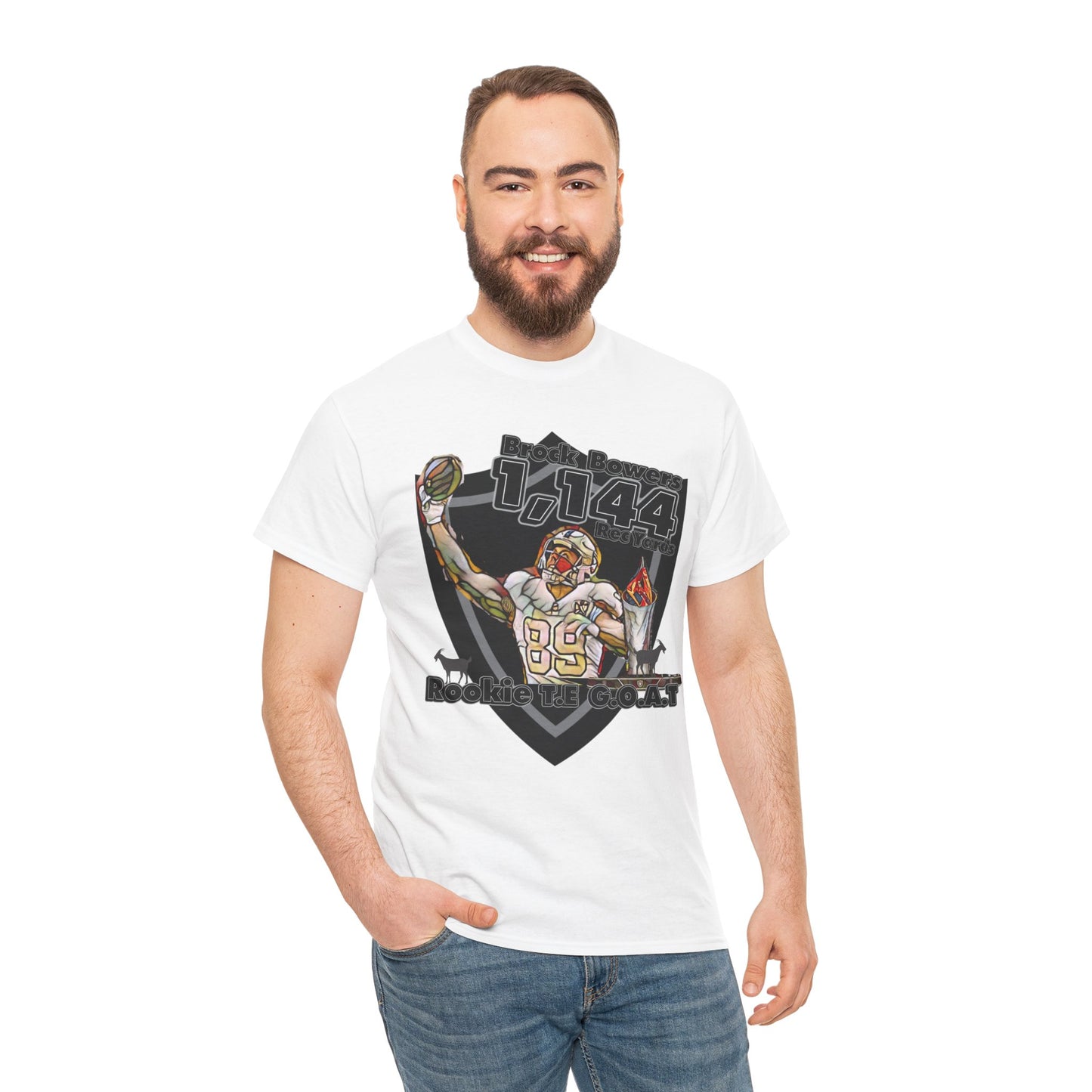 Bowers G.O.A.T Rookie Tight End T-Shirt, silver and black, Football,Tight End, Recieving, Rookie, AFC, GOAT