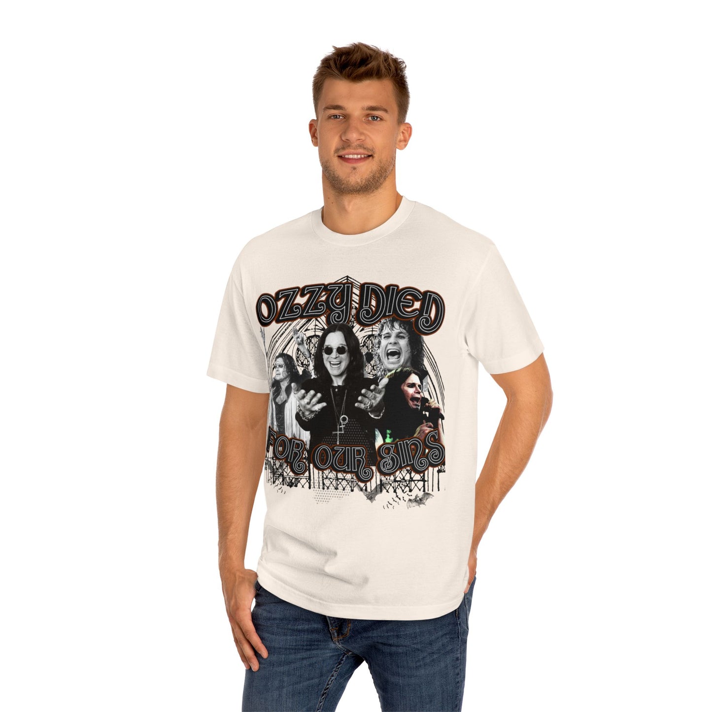 Ozzy Died For Our Sins –White/Cream Heavy Metal Messiah Tee