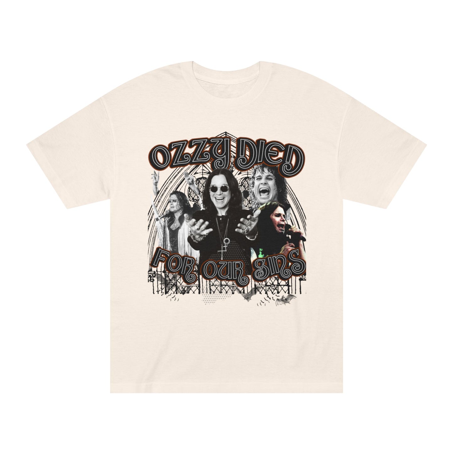 Ozzy Died For Our Sins –White/Cream Heavy Metal Messiah Tee