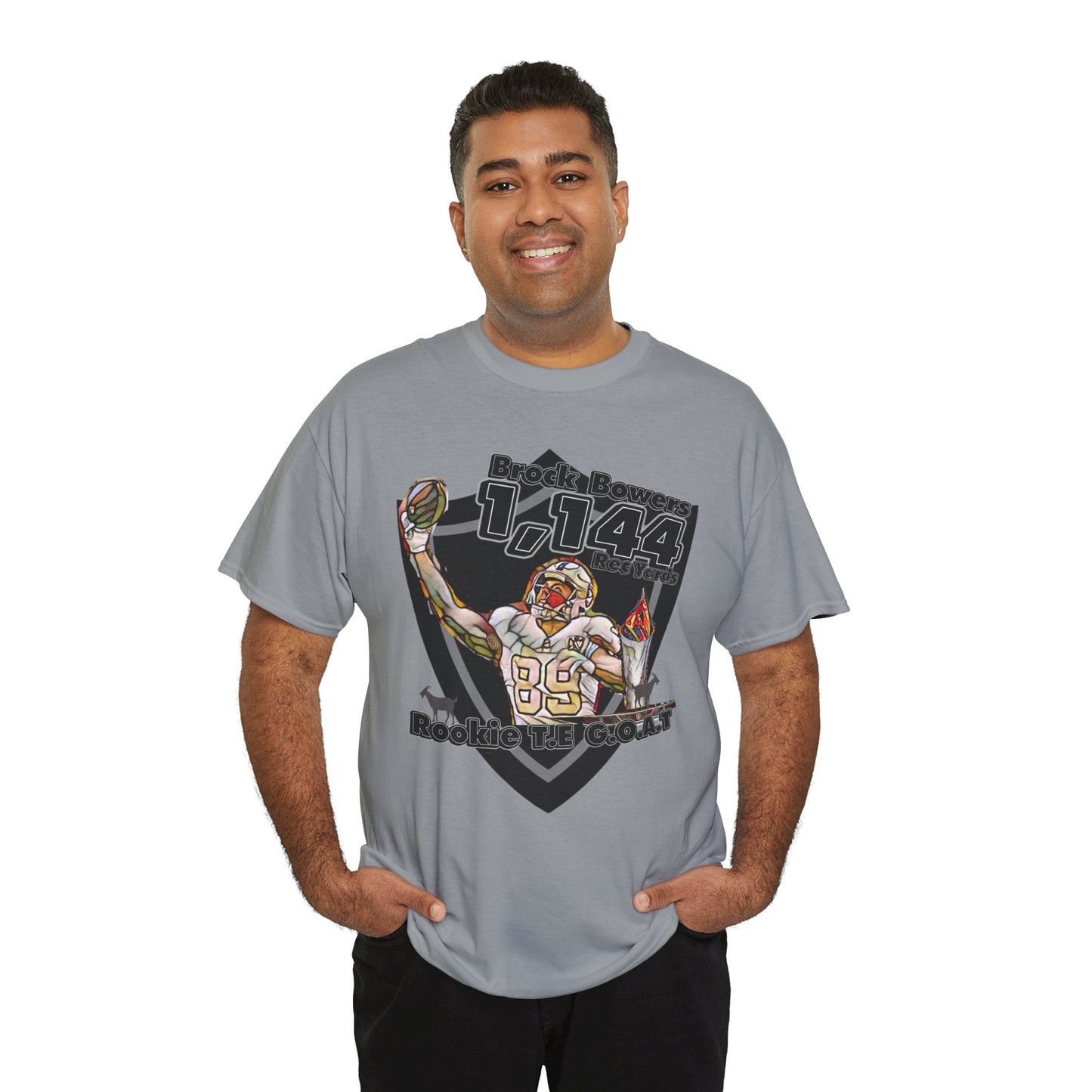 Bowers G.O.A.T Rookie Tight End T-Shirt, silver and black, Football,Tight End, Recieving, Rookie, AFC, GOAT