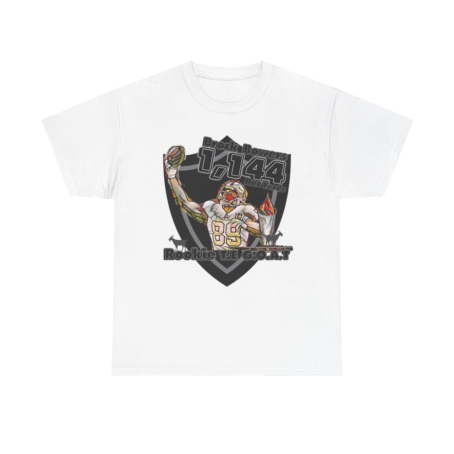 Bowers G.O.A.T Rookie Tight End T-Shirt, silver and black, Football,Tight End, Recieving, Rookie, AFC, GOAT
