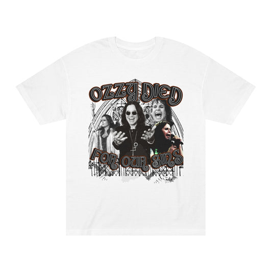 Ozzy Died For Our Sins –White/Cream Heavy Metal Messiah Tee