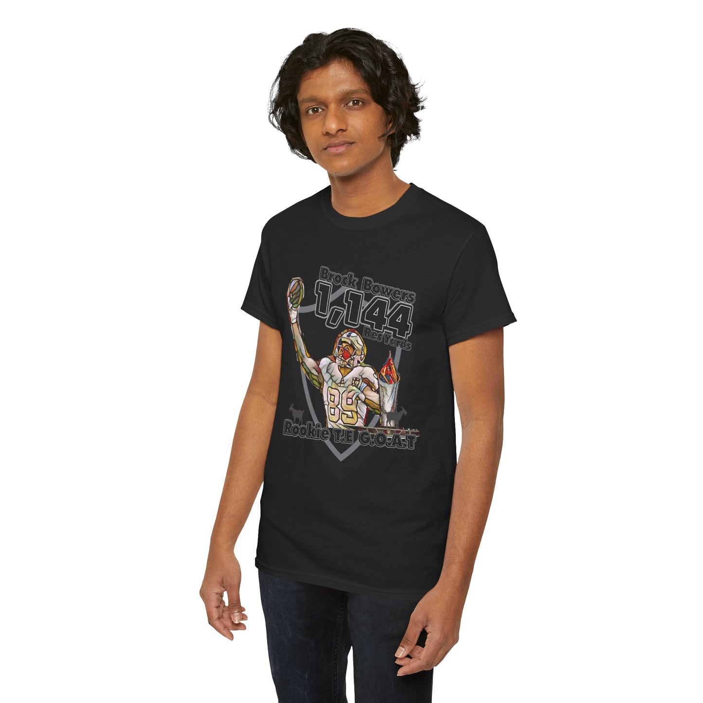 Bowers G.O.A.T Rookie Tight End T-Shirt, silver and black, Football,Tight End, Recieving, Rookie, AFC, GOAT
