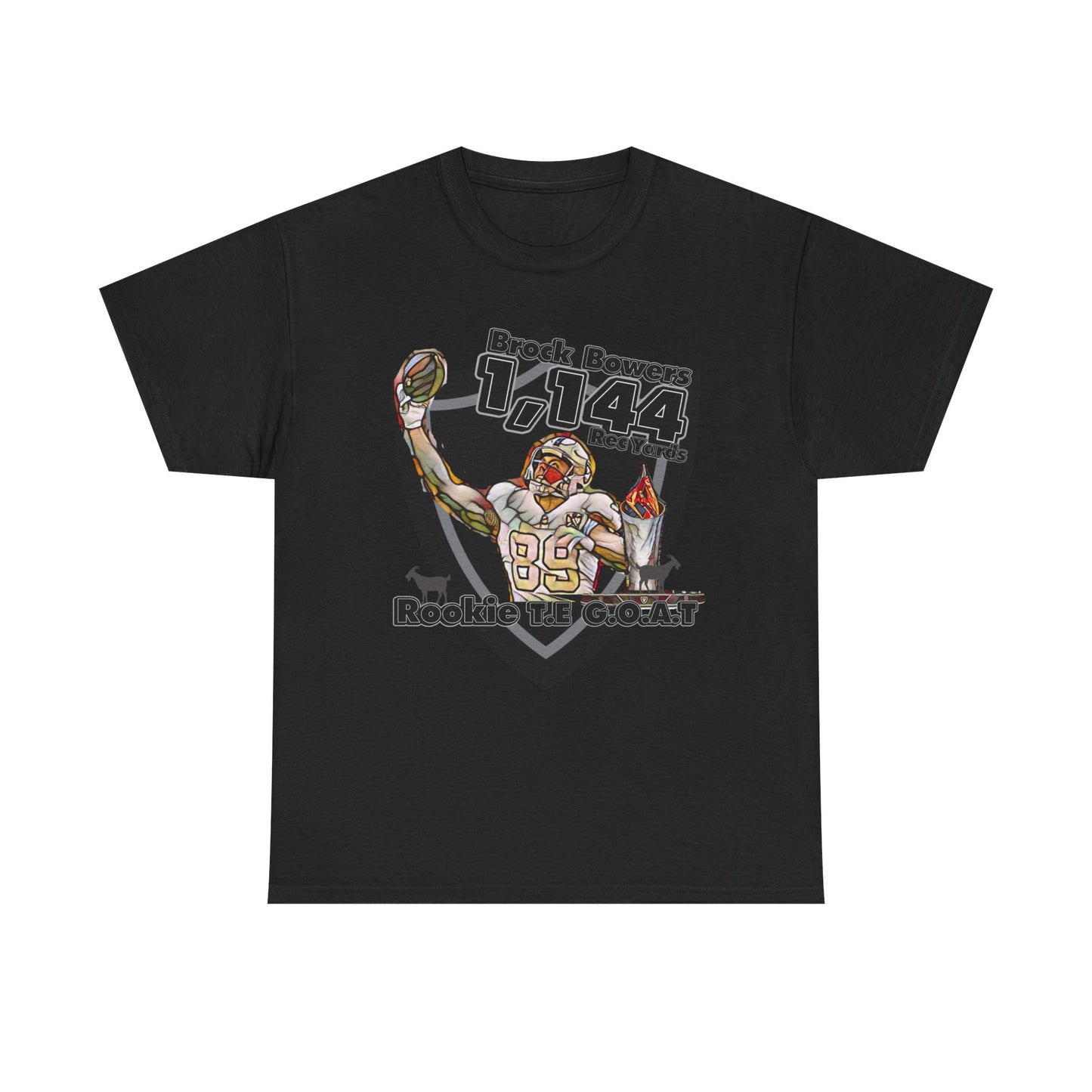 Bowers G.O.A.T Rookie Tight End T-Shirt, silver and black, Football,Tight End, Recieving, Rookie, AFC, GOAT